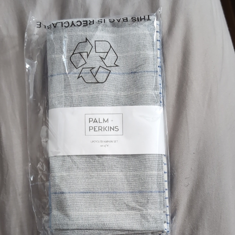 Blue and Gray Upcycled Napkin Set